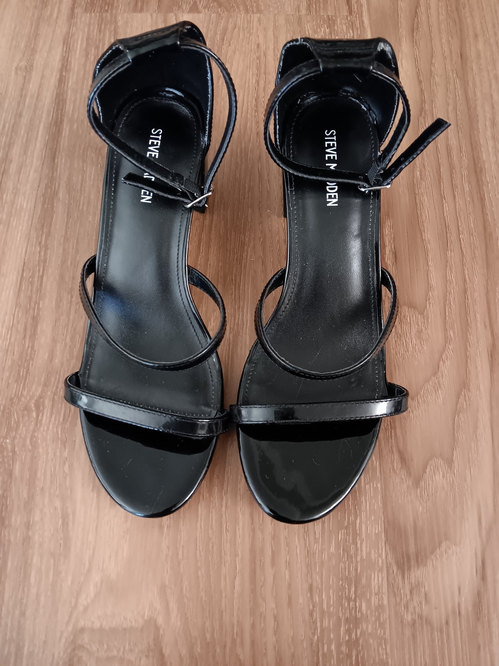 Steve Madden Black Strappy Ankle-Heel Sandals